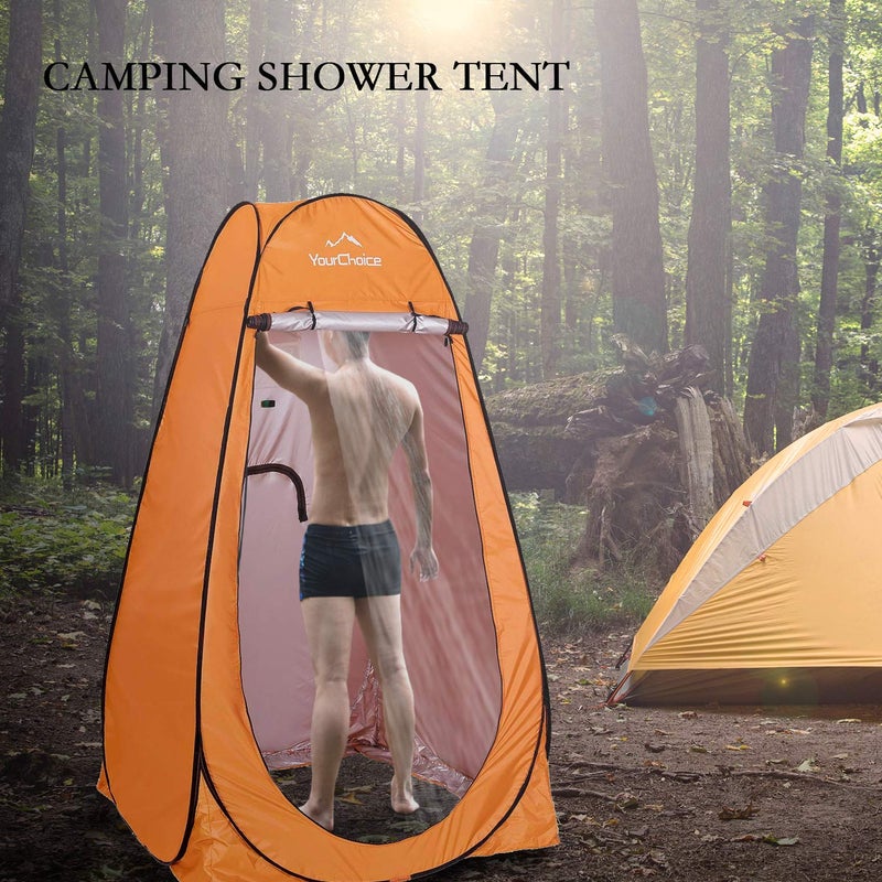 Your Choice Pop Up Privacy Shower Tent - Portable Changing Tent for Camping, Beach & Hiking - 6.2FT Lightweight with Carry Bag, Quick Setup & Full Coverage - Orange - Image 4